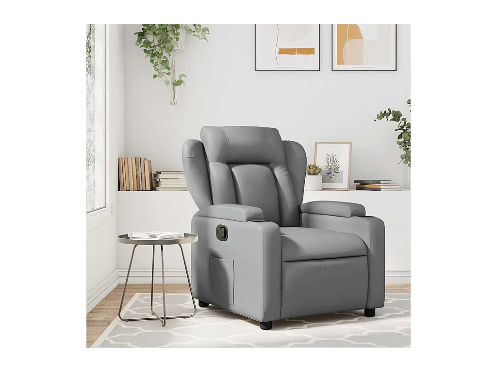 Fauteuil inclinable-Chaise de relax-Fauteuil de Massage gris similicuir SHL3860