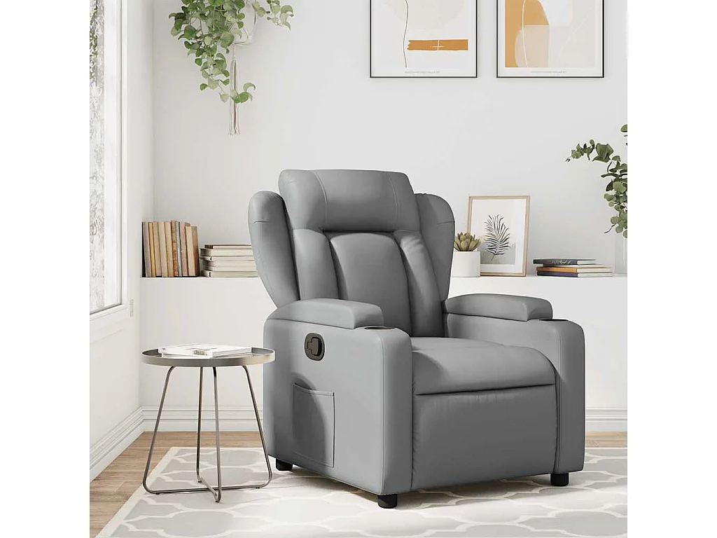 Fauteuil inclinable-Chaise de relax-Fauteuil de Massage gris similicuir SHL3860