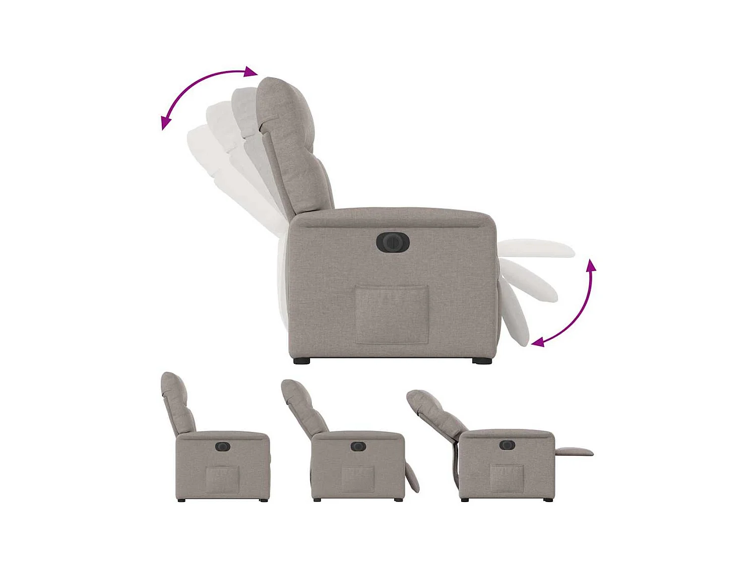 Silla de relax | Sillón eléctrico reclinable elevable de tela gris taupe SHL2758
