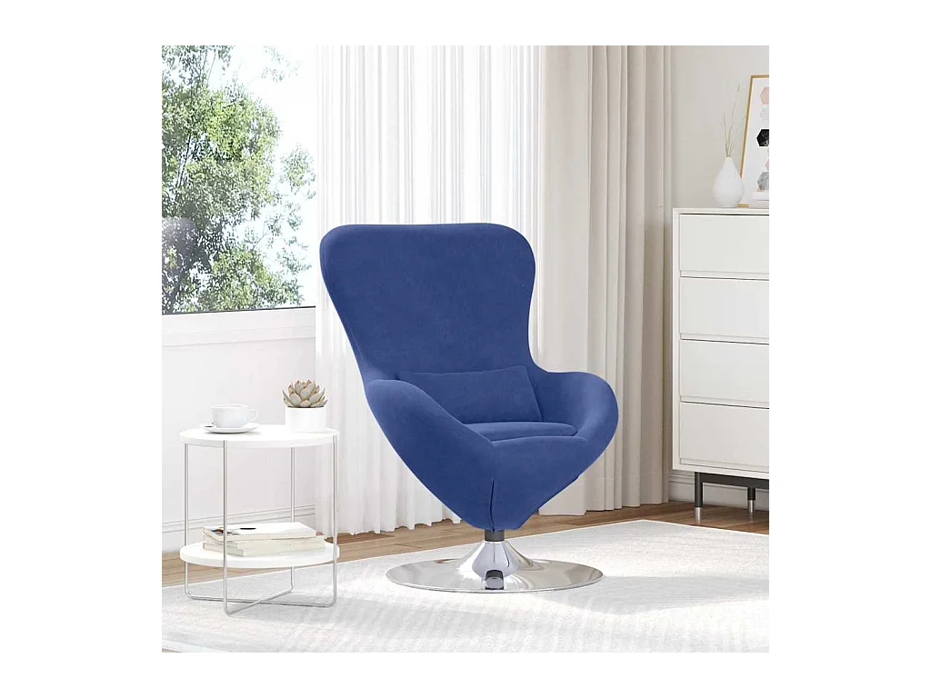 Sillón de relax | Sillón huevo Azul Policía 63x73x90 cm Terciopelo SHL4506