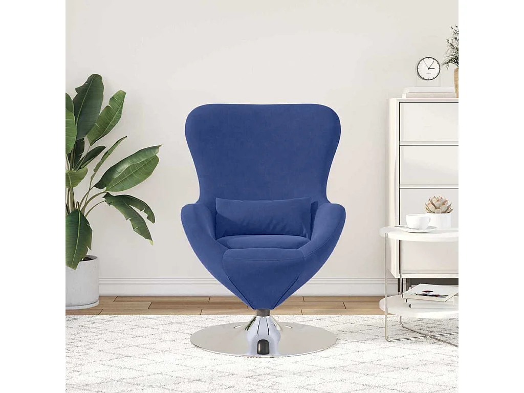 Chaise de Salon-Fauteuil œuf Bleu police 63x73x90 cm Velours SHL2254