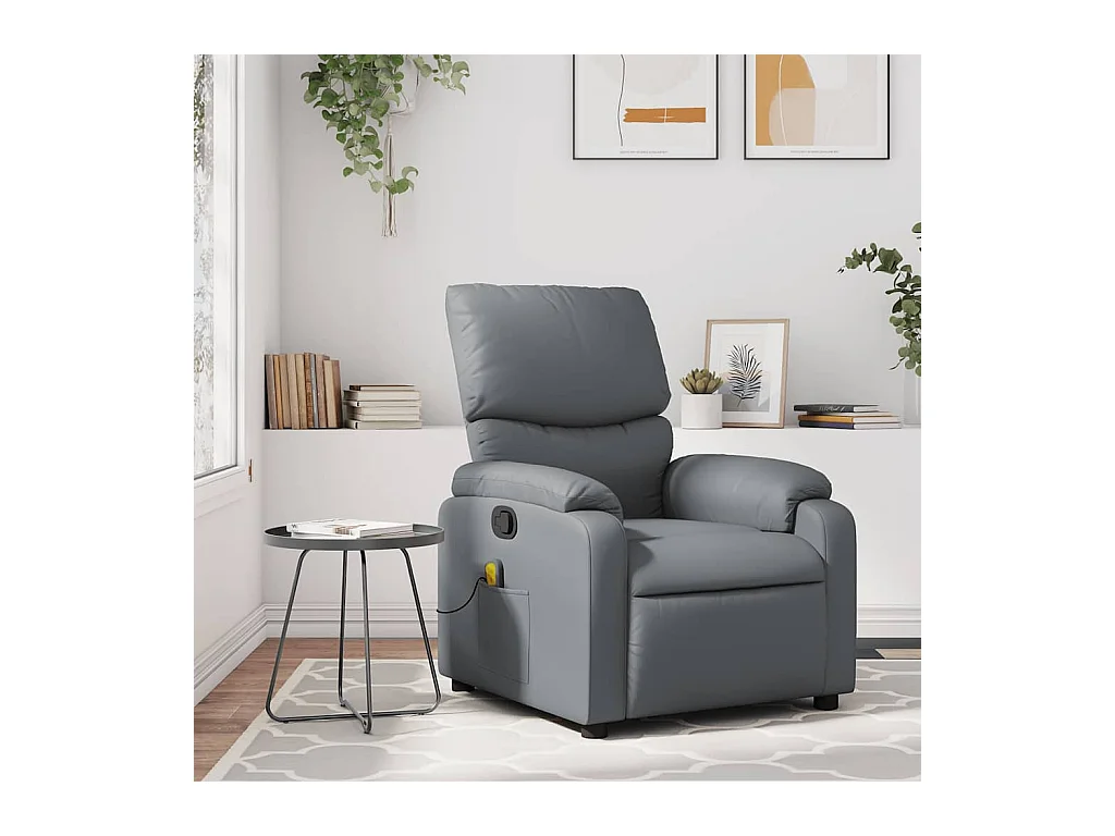 Fauteuil inclinable-Chaise de relax-Fauteuil de Massage gris similicuir SHL3029