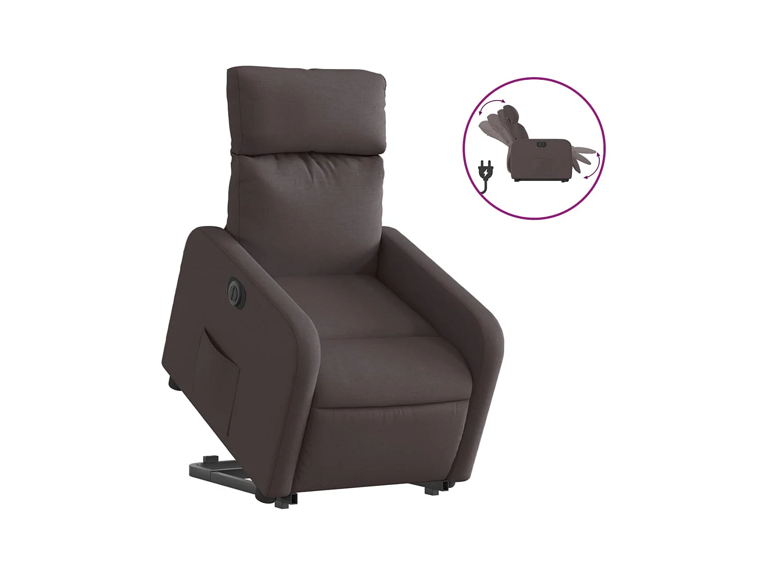 Fauteuil inclinable électrique-Chaise de relax-Fauteuil salon marron foncé tissu SHL1030