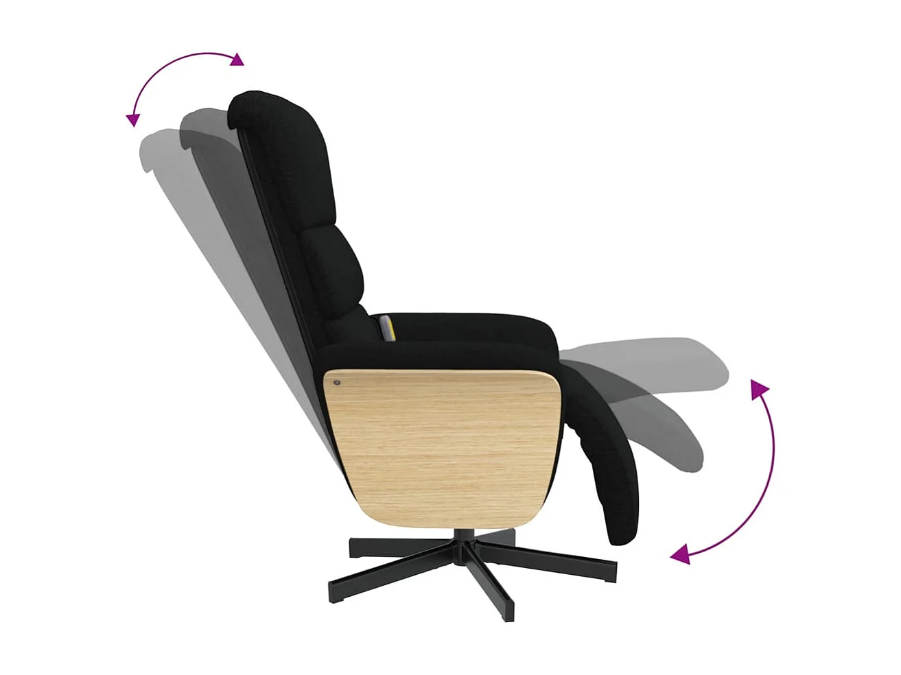 Fauteuil inclinable-Fauteuil salon de massage avec repose-pieds noir tissu SHL5341