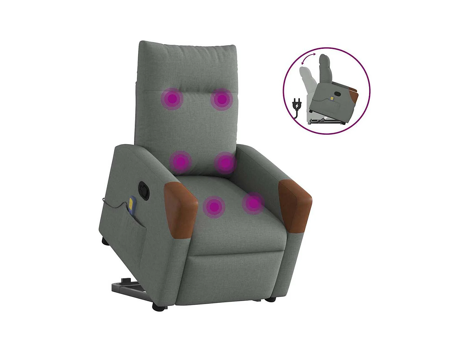 Silla de masaje reclinable de pie de tela gris oscuro SHL5402