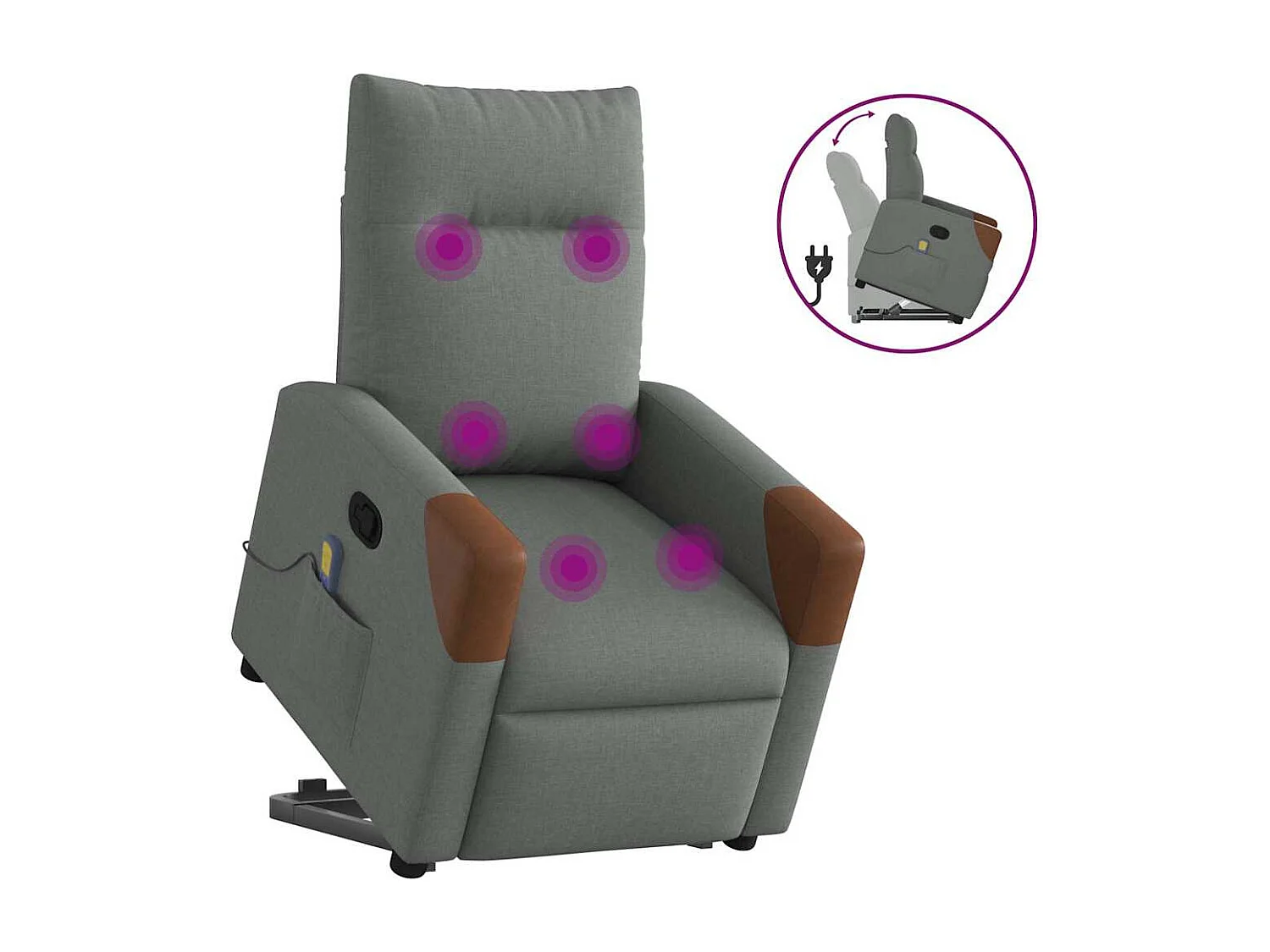 Massagesessel mit Aufstehhilfe | Relaxsessel Dunkelgrau Stoff SHL79200