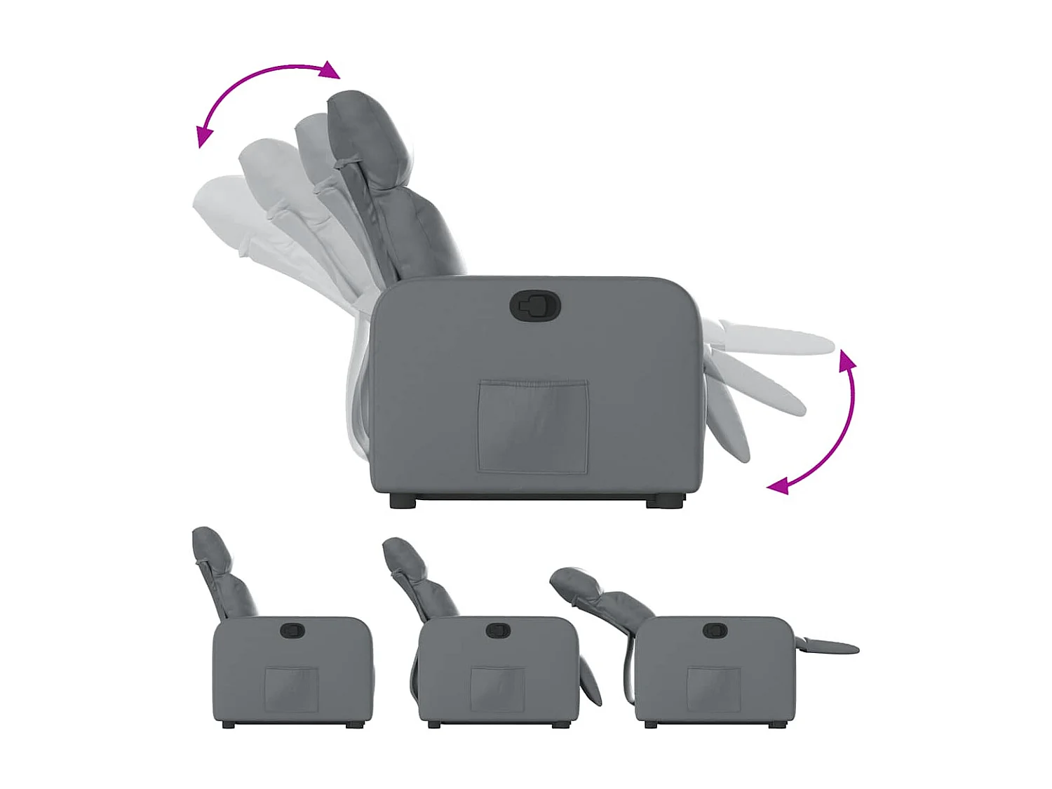 Sillón de relax | Sillón reclinable elevable cuero artificial gris SHL4611