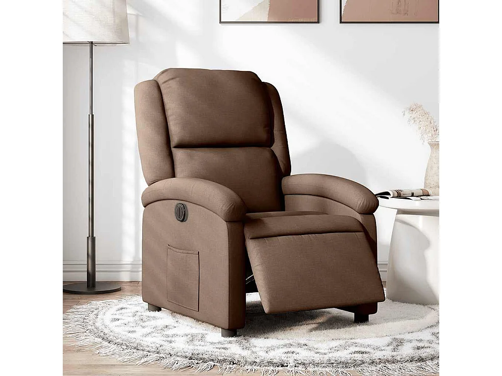 Fauteuil | Relaxstoel verstelbaar elektrisch stof bruin