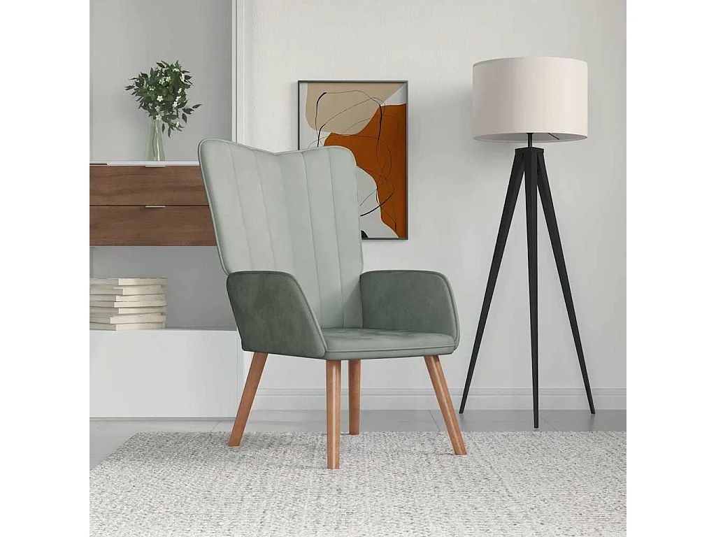 Fauteuil de relaxation-Chaise de bureau Gris clair Velours SHL5268