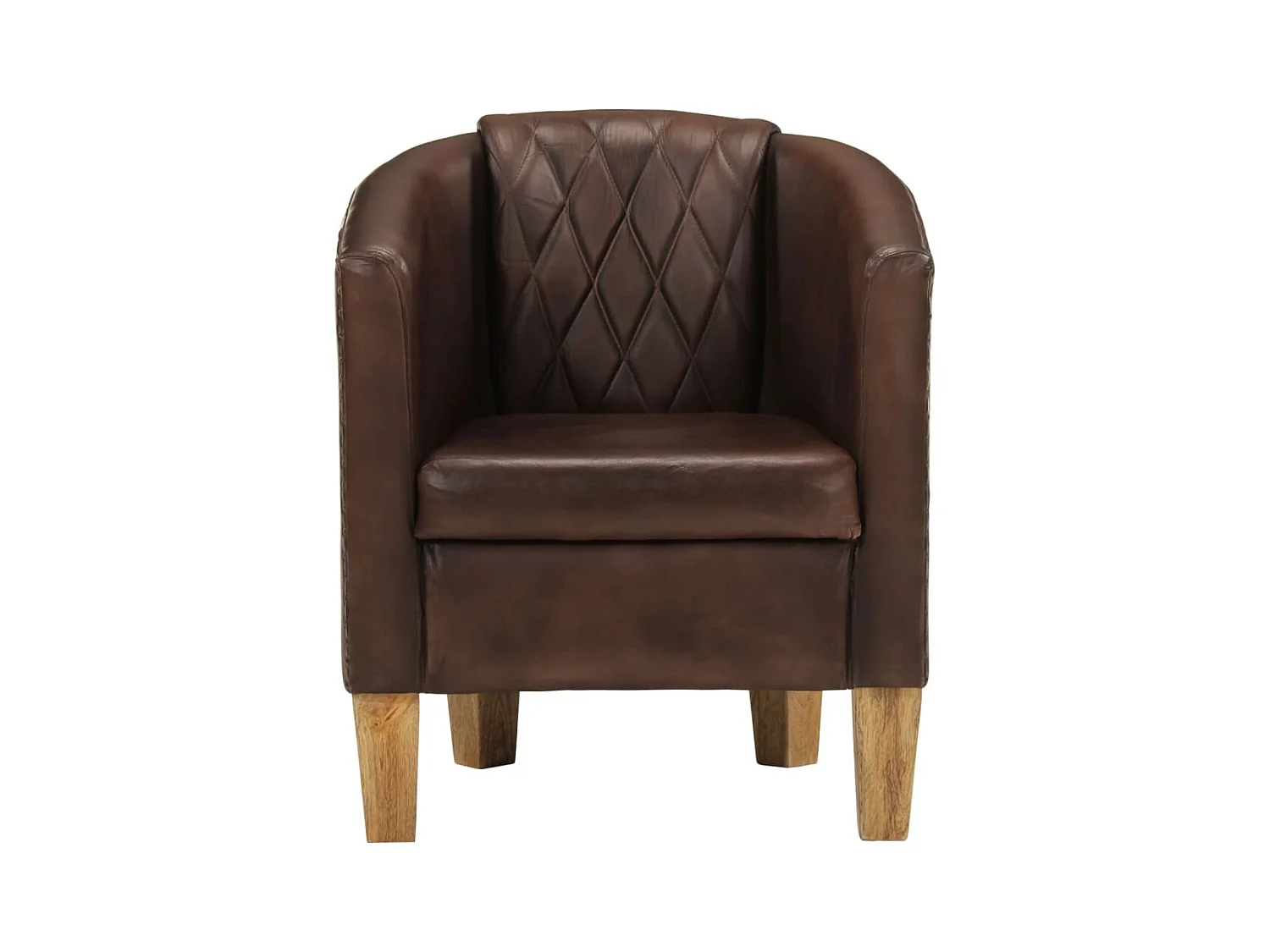 Sillón de salón | Silla Relax con diseño de cubo cuero auténtico marrón oscuro SHL8971