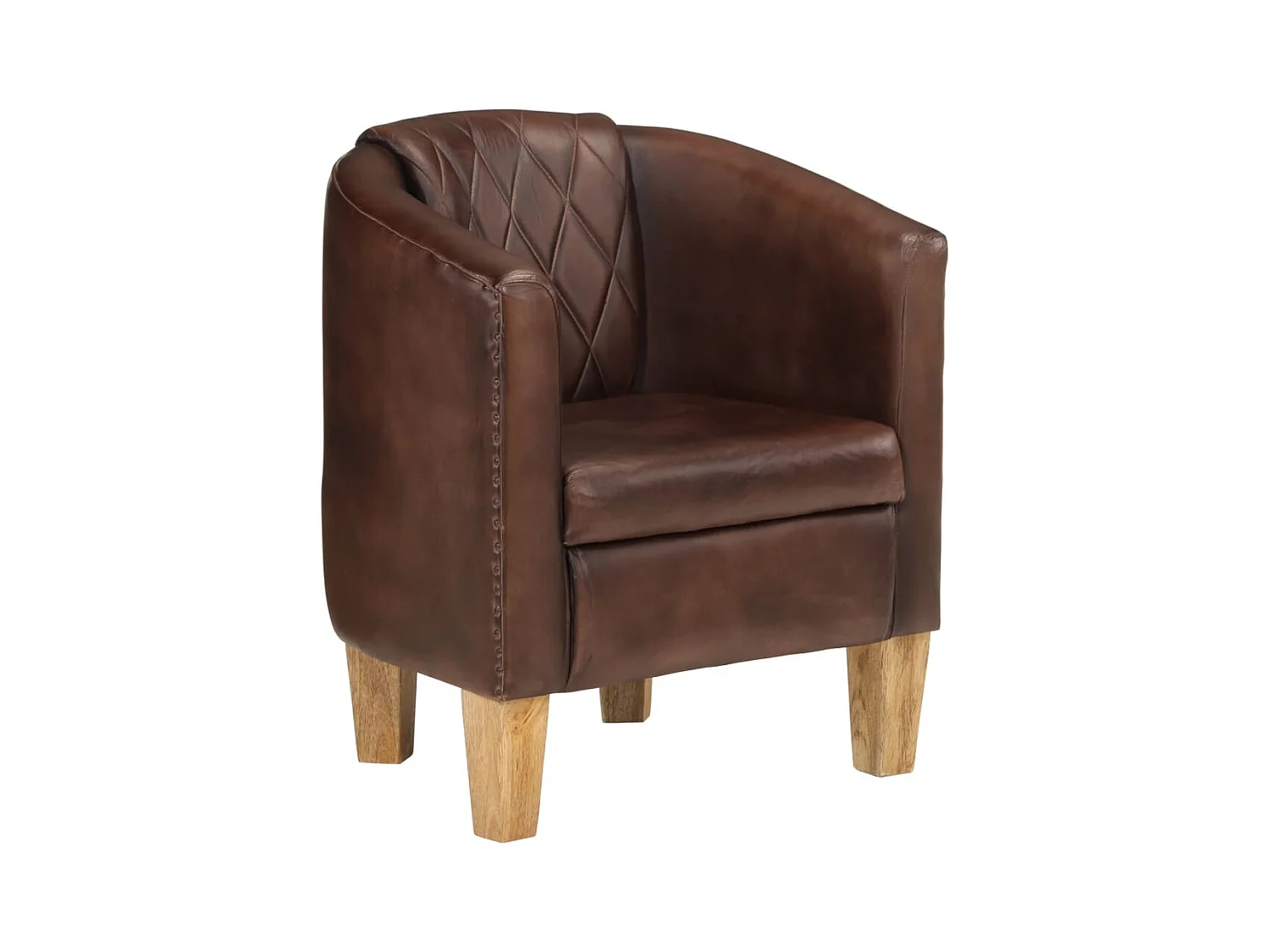 Sillón de salón | Silla Relax con diseño de cubo cuero auténtico marrón oscuro SHL8971