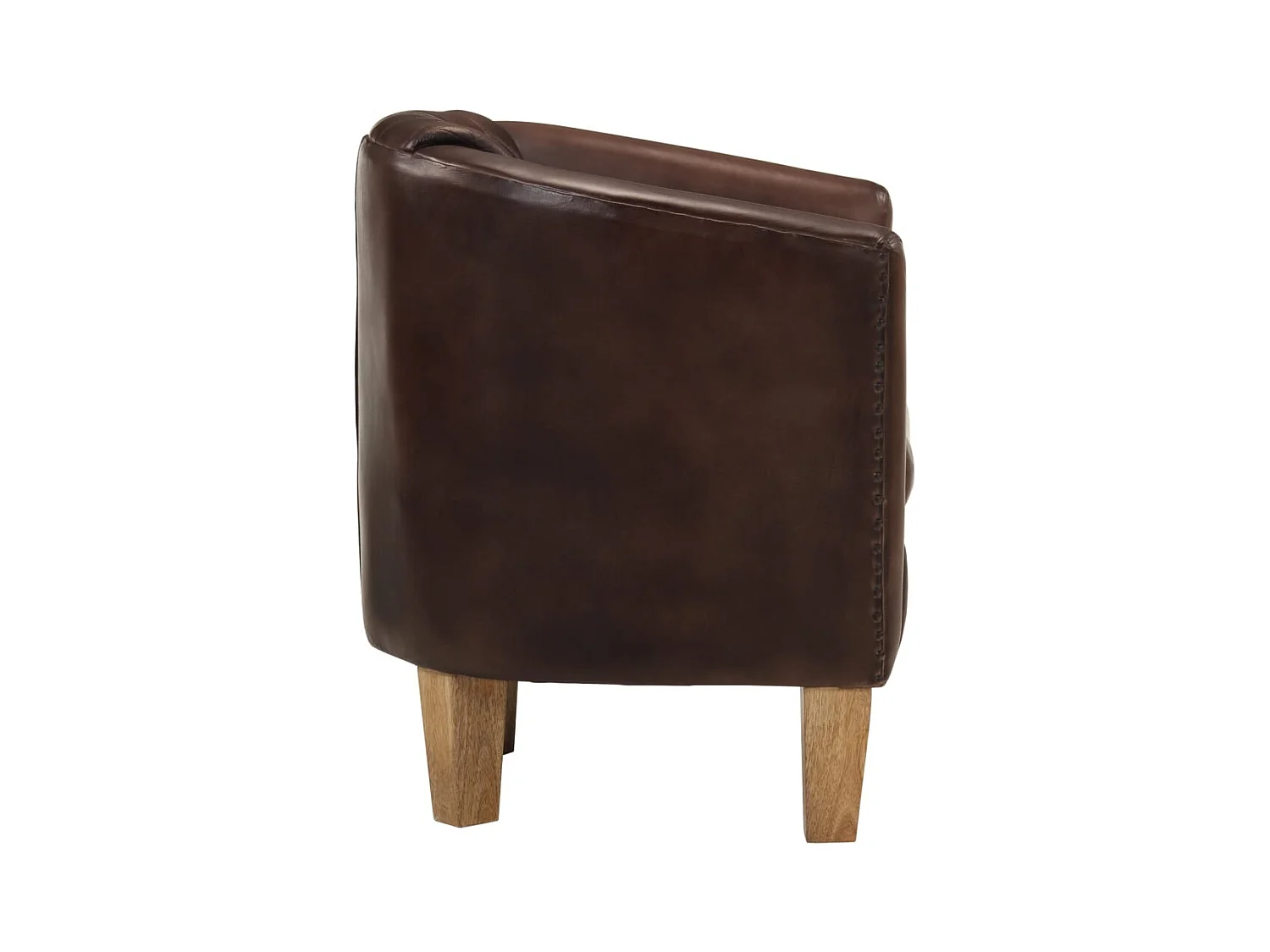 Sillón de salón | Silla Relax con diseño de cubo cuero auténtico marrón oscuro SHL8971