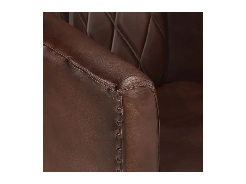 Sillón de salón | Silla Relax con diseño de cubo cuero auténtico marrón oscuro SHL8971