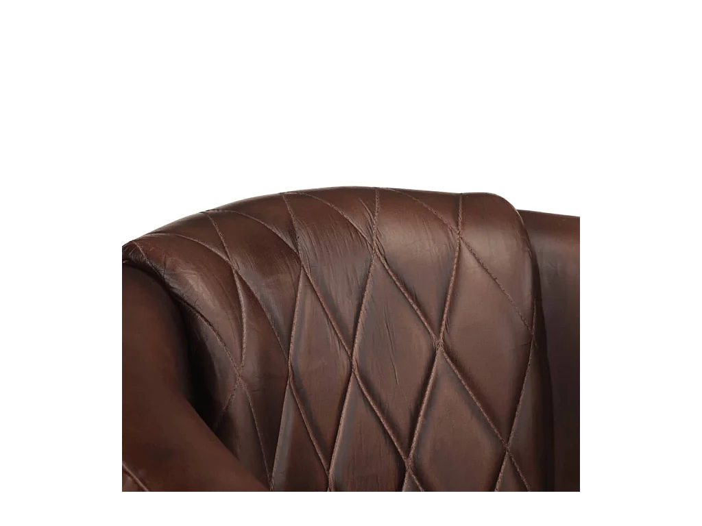 Sillón de salón | Silla Relax con diseño de cubo cuero auténtico marrón oscuro SHL8971