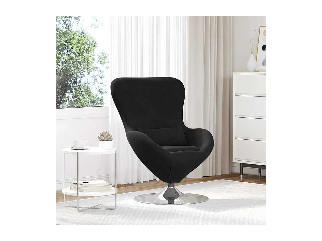 Sillón de relax | Sillón huevo Negro 63x73x90 cm Terciopelo SHL2113