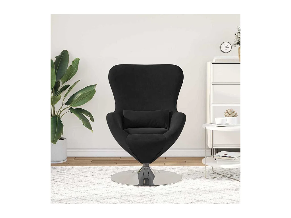 Sillón de relax | Sillón huevo Negro 63x73x90 cm Terciopelo SHL2113
