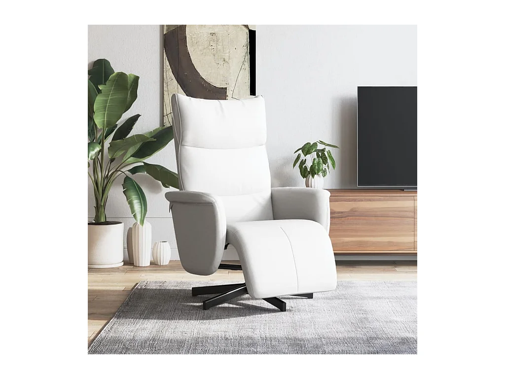 Sillón de relax | Sillón reclinable con reposapiés cuero sintético blanco SHL2968