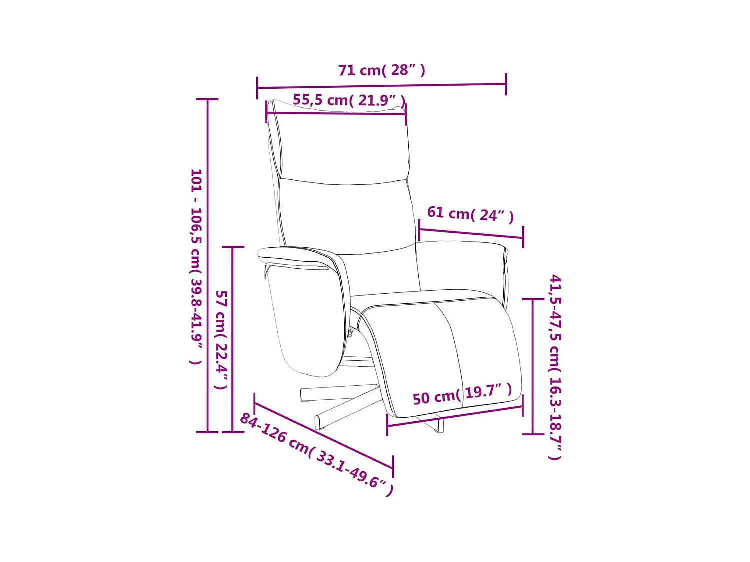 Sillón de relax | Sillón reclinable con reposapiés cuero sintético blanco SHL2968