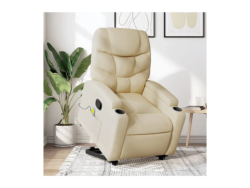 Silla de masaje reclinable de pie de tela color crema SHL7087