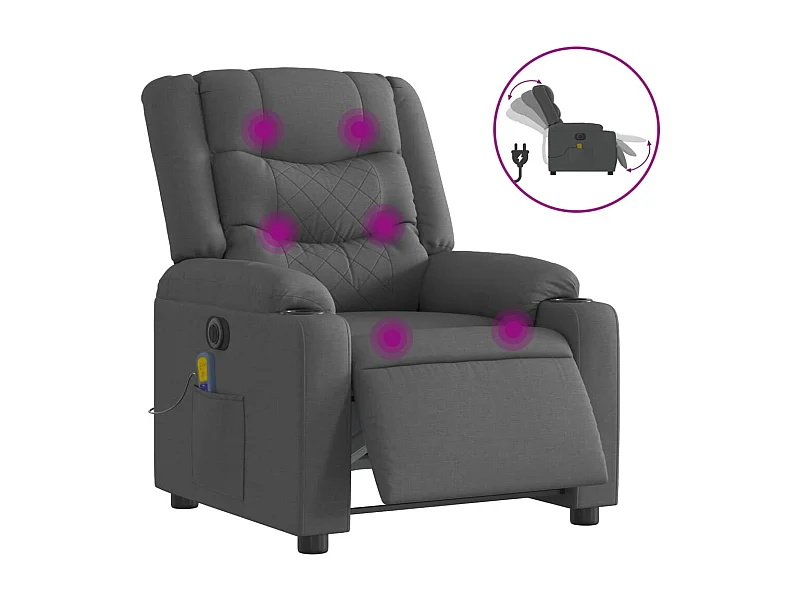 Fauteuil inclinable électrique-Chaise de relax-Fauteuil de Massage gris foncé tissu SHL3467