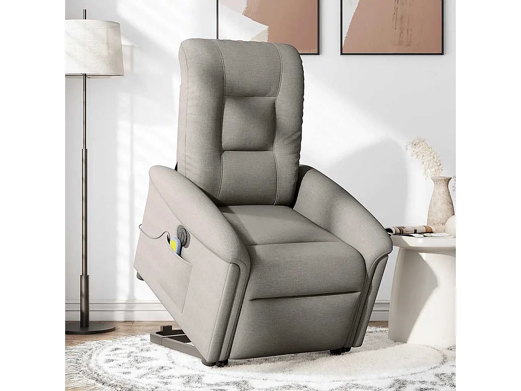 Fauteuil inclinable électrique-Chaise de relax-Fauteuil de Massage Taupe Tissu SHL4274