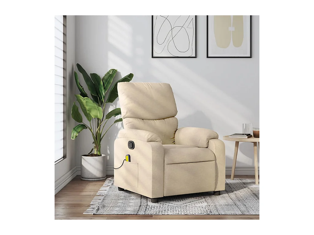 Fauteuil inclinable-Chaise de relax-Fauteuil de Massage crème tissu SHL1358