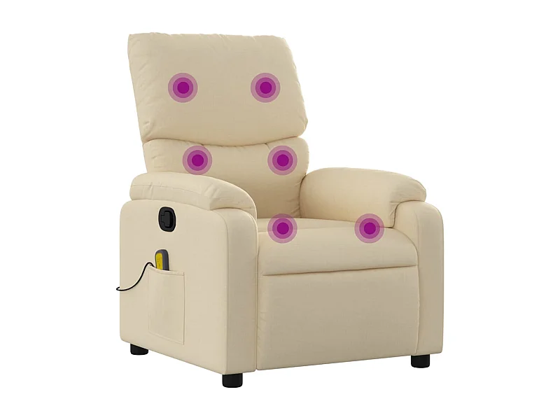 Fauteuil inclinable-Chaise de relax-Fauteuil de Massage crème tissu SHL1358
