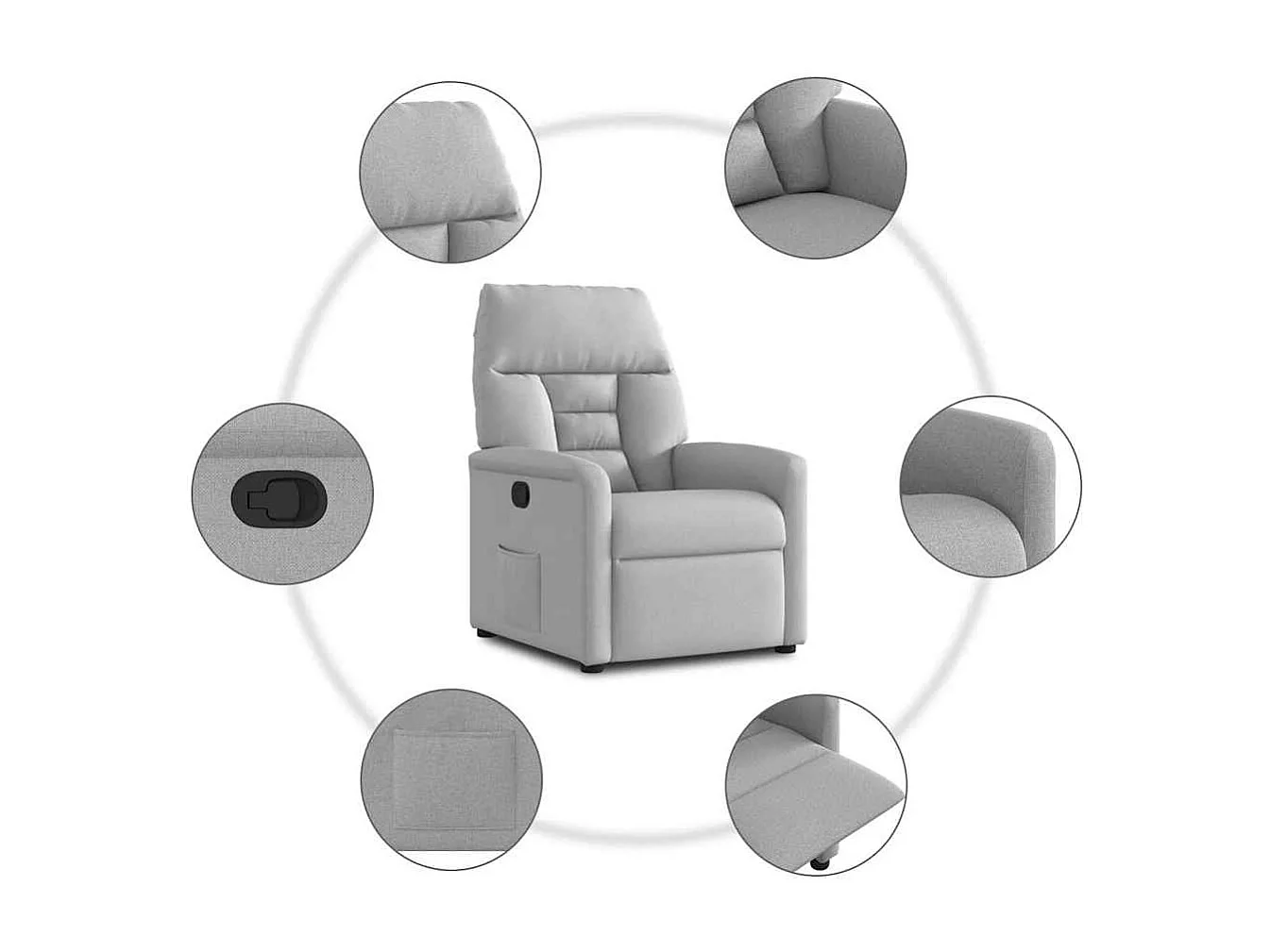 Poltrona | Cadeira Relax | Cadeira reclinável tecido cinzento nuvem SHL17884