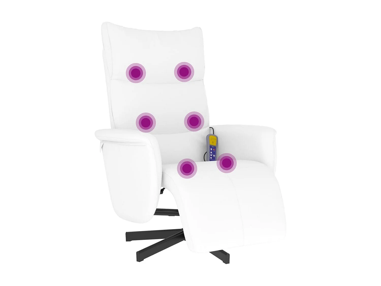 Sillón de relax | Sillón reclinable masaje con reposapiés cuero sintético blanco SHL2860