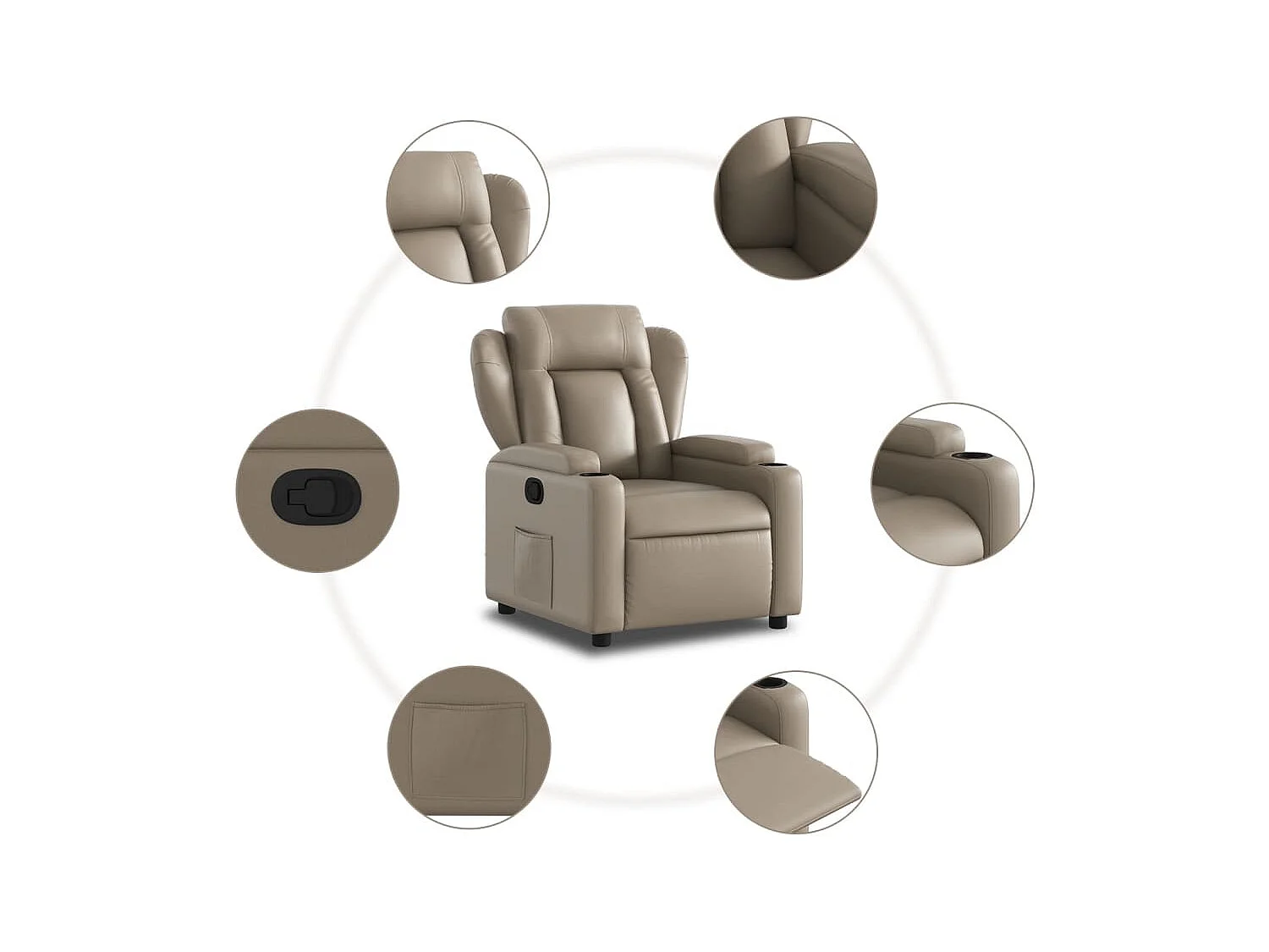 Relaxsessel | Lounge Sessel für Wohnzimmer Cappuccino-Braun Kunstleder SHL76230