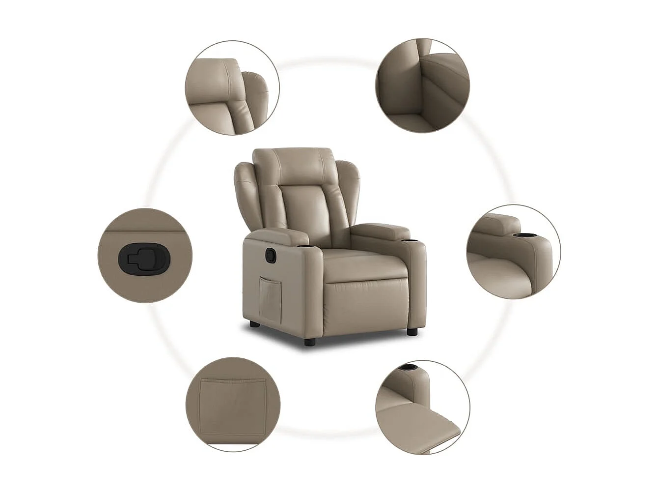 Relaxsessel | Lounge Sessel für Wohnzimmer Cappuccino-Braun Kunstleder SHL76230