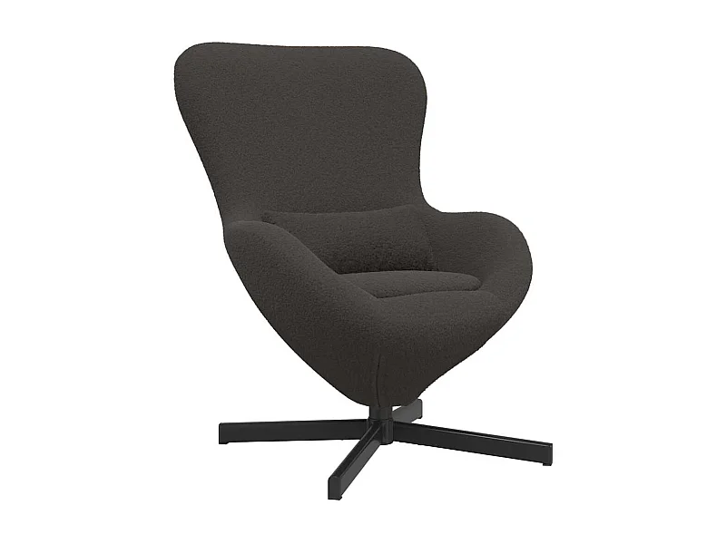 Chaise de Salon-Fauteuil œuf Gris foncé Tissu ressemblant à de la laine bouclée SHL3805