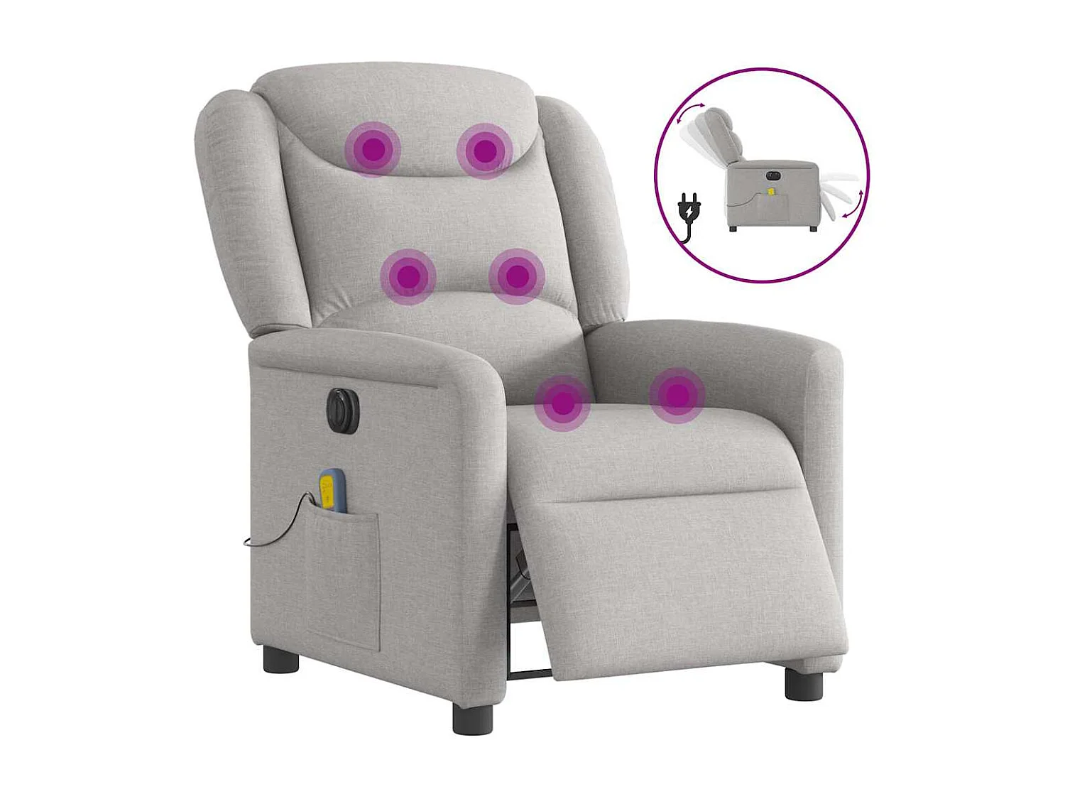 Massagesessel Elektrisch | Relaxsessel indoor Wolkengrau Stoff SHL94447