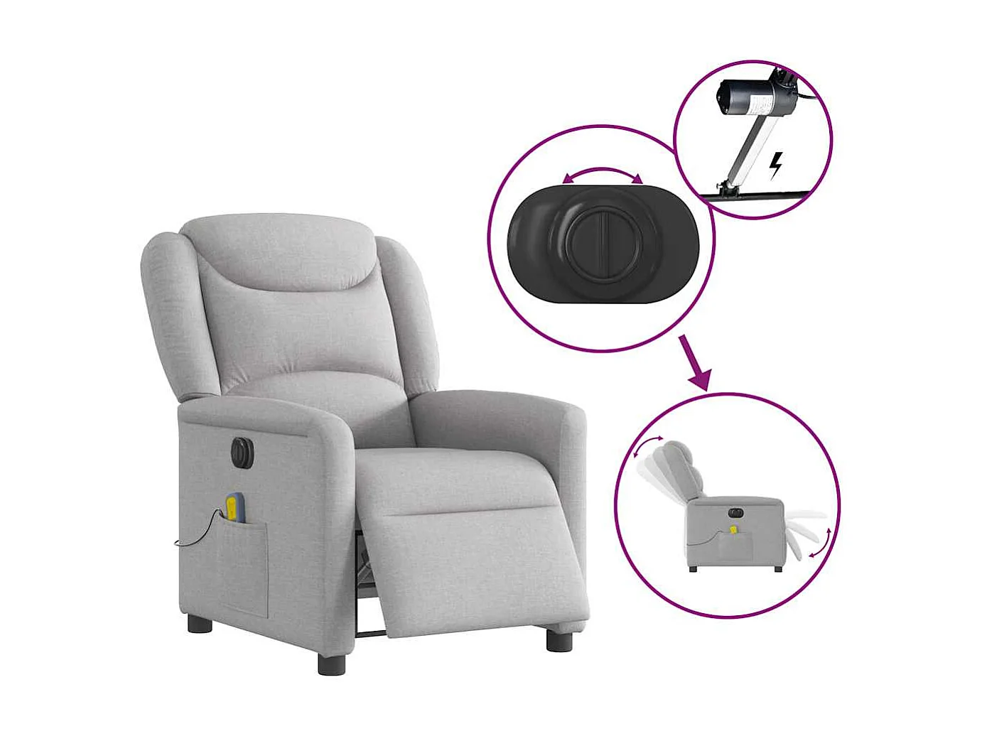 Massagesessel Elektrisch | Relaxsessel indoor Wolkengrau Stoff SHL94447