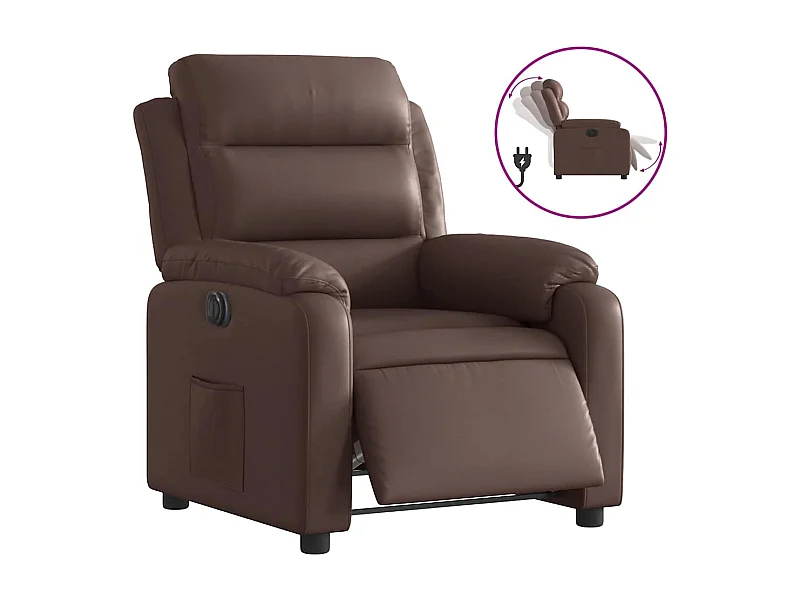 Fauteuil inclinable électrique-Chaise de relax-Fauteuil salon Marron Similicuir SHL3495