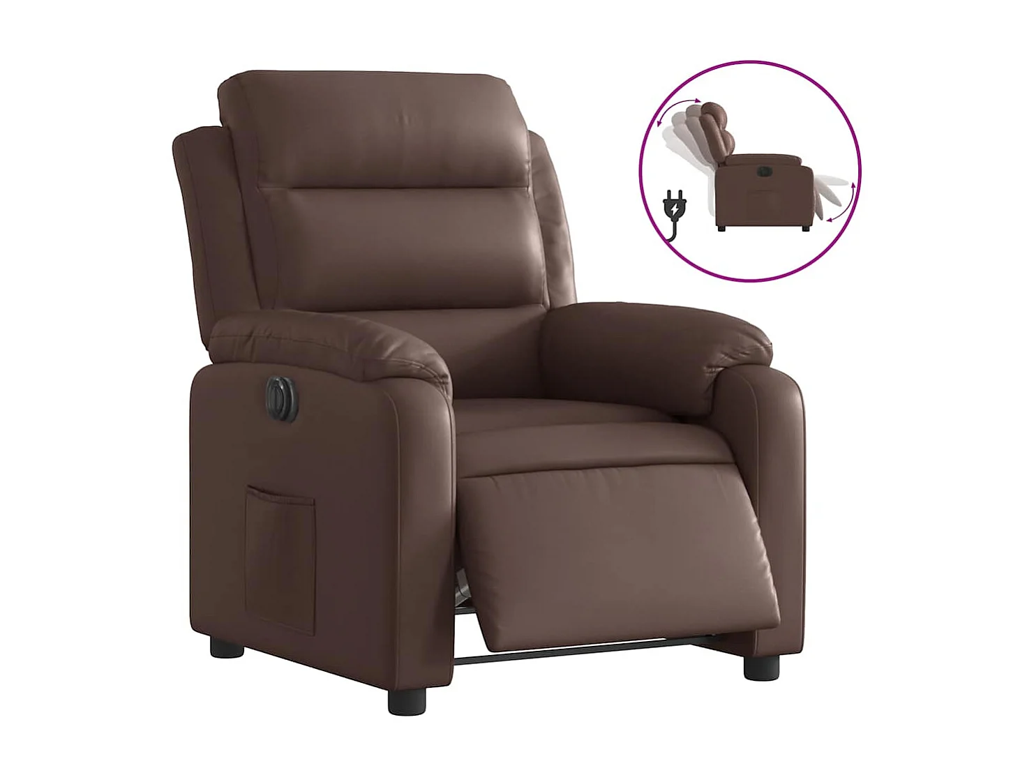Fauteuil inclinable électrique-Chaise de relax-Fauteuil salon Marron Similicuir SHL3495