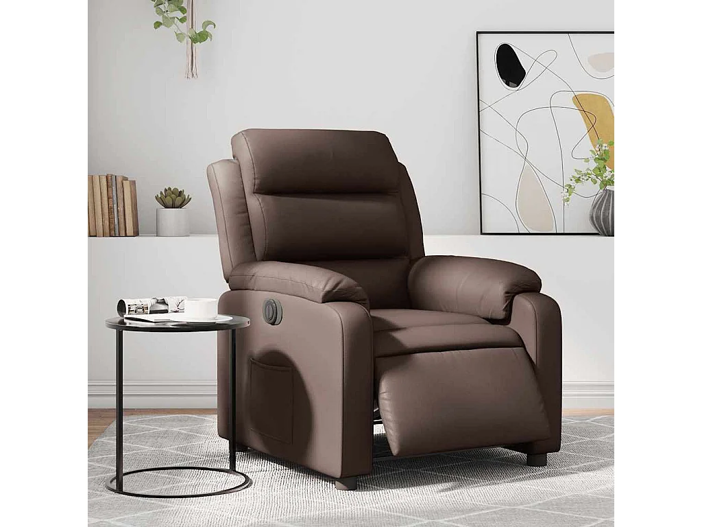 Fauteuil inclinable électrique-Chaise de relax-Fauteuil salon Marron Similicuir SHL3495