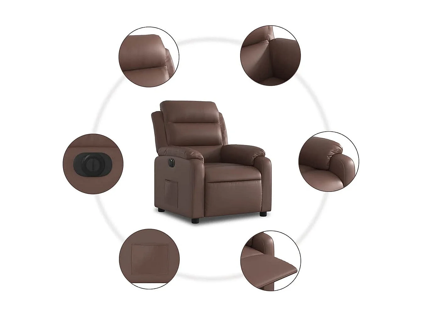 Fauteuil inclinable électrique-Chaise de relax-Fauteuil salon Marron Similicuir SHL3495