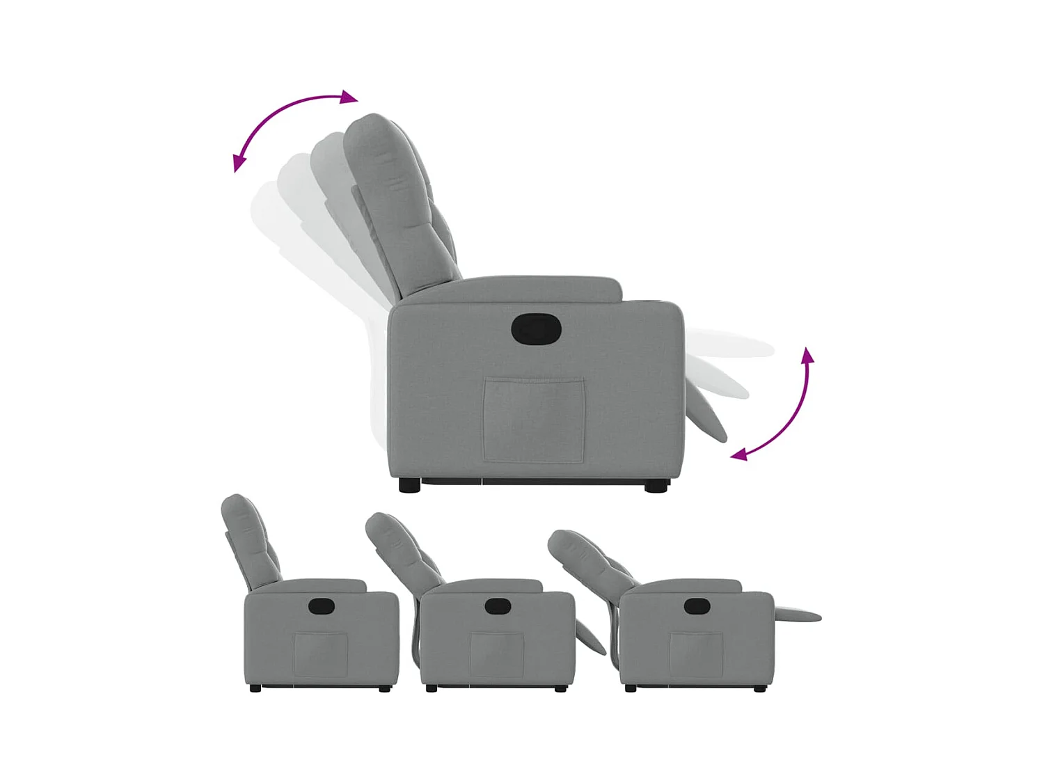 Fauteuil inclinable-Chaise de relax-Fauteuil TV Gris clair Tissu SHL4979