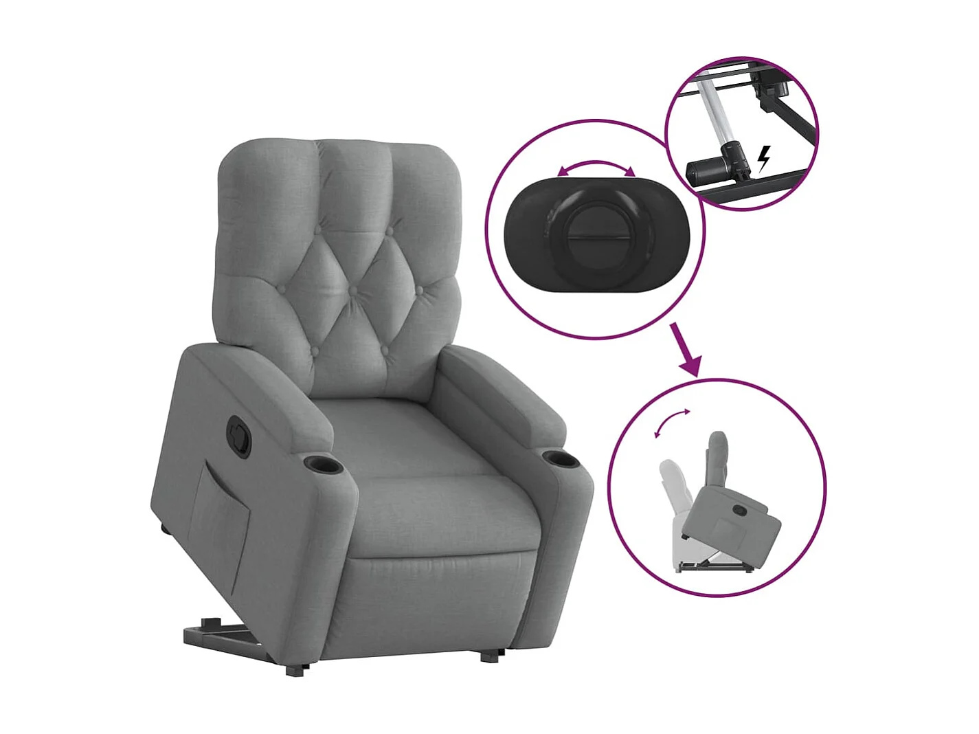 Fauteuil inclinable-Chaise de relax-Fauteuil TV Gris clair Tissu SHL4979