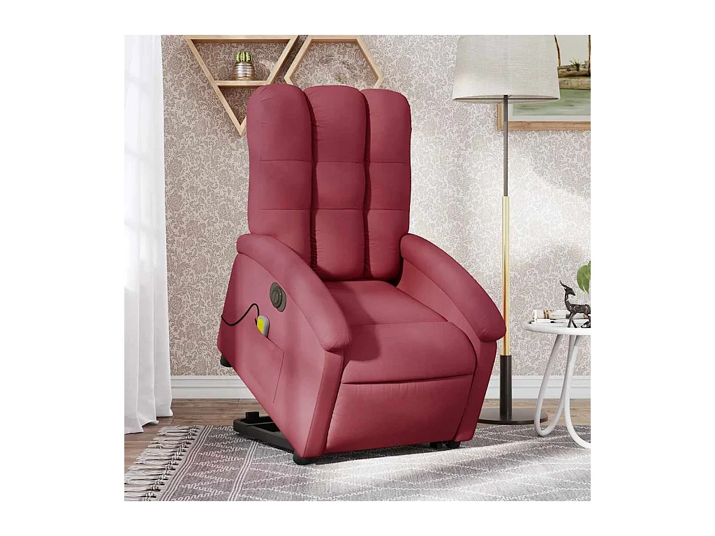 Poltrona elevatória de massagens elétrica tecido vermelho tinto SHL390838