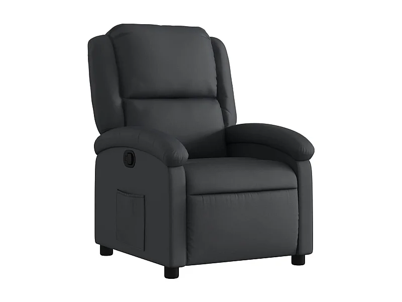 Fauteuil inclinable-Chaise de relax-Fauteuil salon noir cuir véritable SHL4179