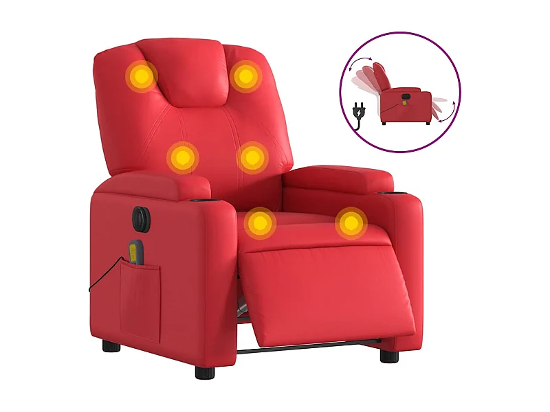 Fauteuil inclinable électrique-Fauteuil de massage pour Salon rouge similicuir SHL3095