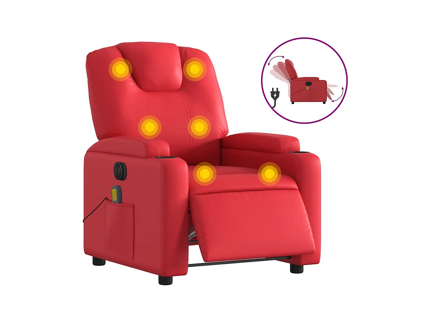 Fauteuil inclinable électrique-Fauteuil de massage pour Salon rouge similicuir SHL3095