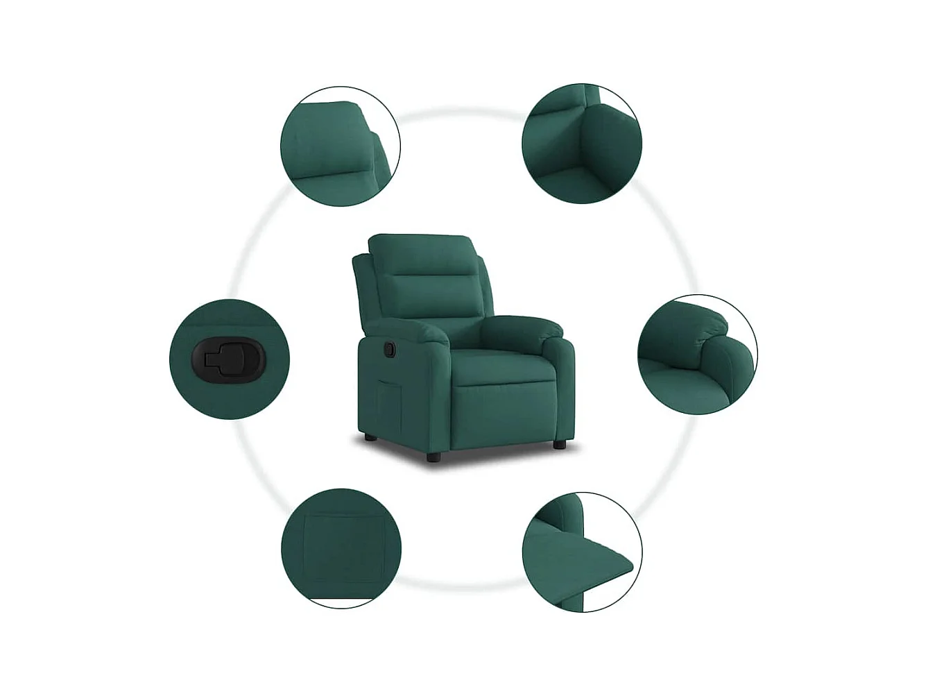Sillón de relax | Silla | Sillón reclinable de tela verde oscuro SHL4912