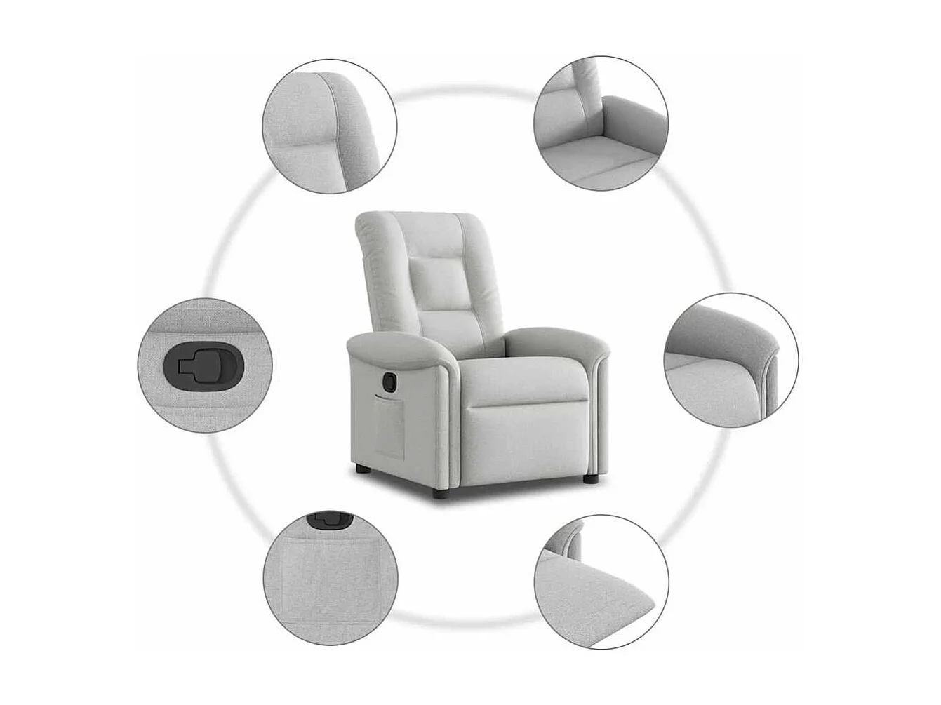 Fauteuil inclinable-Chaise de relax-Fauteuil TV gris nuage tissu SHL3989