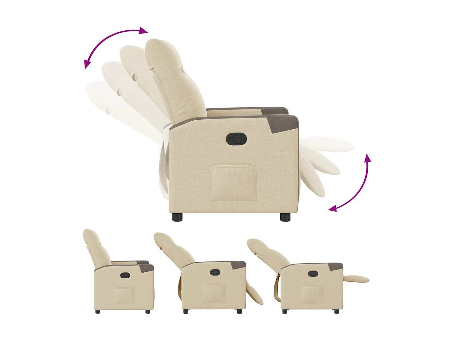 Sillón de relax | Sillón reclinable de tela crema SHL8770