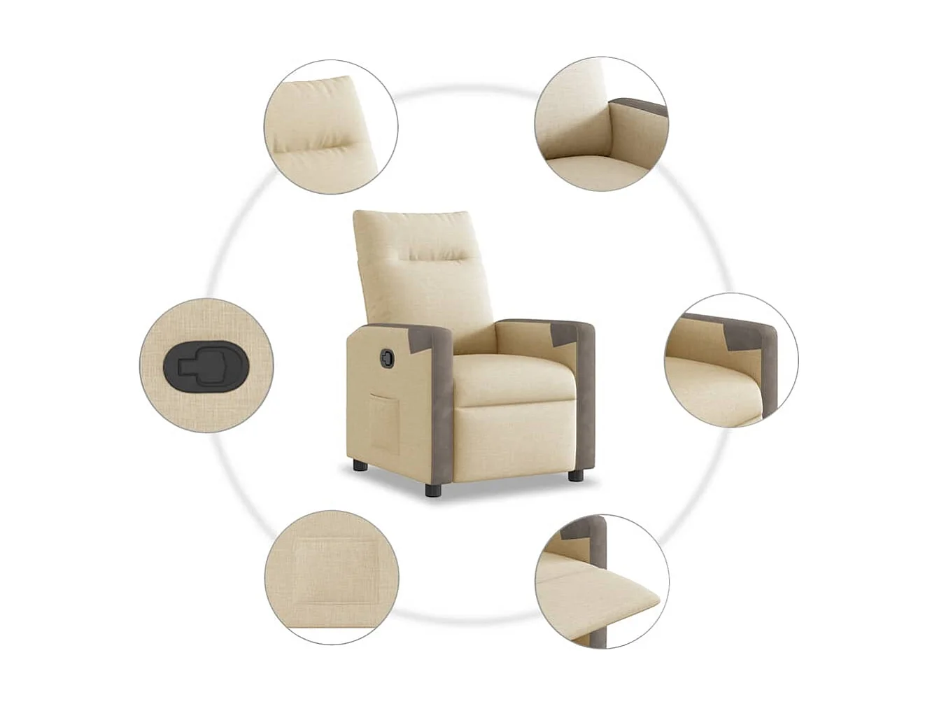 Sillón de relax | Sillón reclinable de tela crema SHL8770