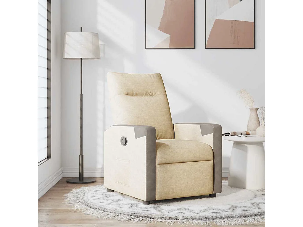 Fauteuil inclinable-Chaise de relax-Fauteuil salon Crème Tissu SHL1101
