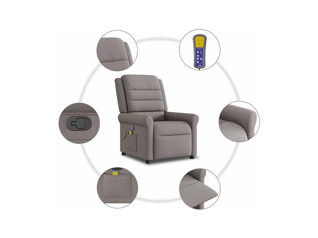 Sillón de salón | Silla | Sillón de masaje reclinable de tela gris taupé SHL7206